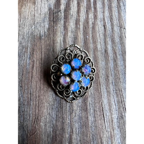 Faux Opal Cabochon pin Brooch Pendant - Picture 5 of 5